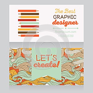 Business card template for graphic designer or for art therapist/art classes