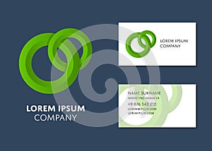 Business card template with green circle logo