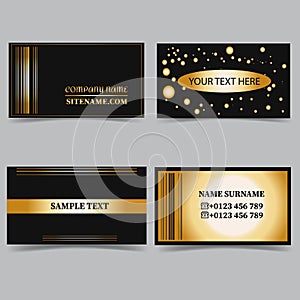 Business card templates.  Black and gold