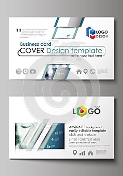 Business card templates. Easy editable layout, abstract vector design template. Halftone dotted background, retro style