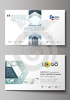 Business card templates. Easy editable layout, abstract vector design template. Halftone dotted background, retro style