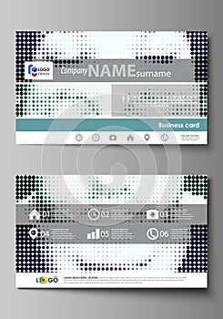 Business card templates. Easy editable layout, abstract vector design template. Halftone dotted background, retro style