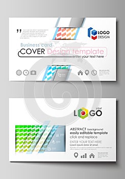 Business card templates. Easy editable layout, vector design template. Colorful rectangles, moving dynamic shapes