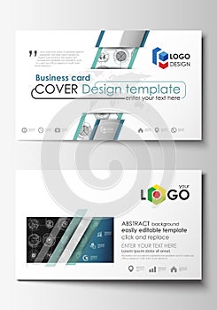 Business card templates. Easy editable layouts, flat style template, vector illustration. High tech design, connecting