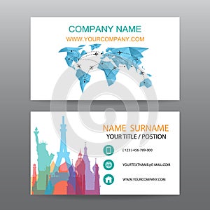 Business card vector background, guide tour companies