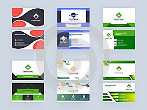 Business Card or Visiting Card Design Set with Abstract Pattern