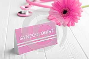 Business card with word GYNECOLOGIST