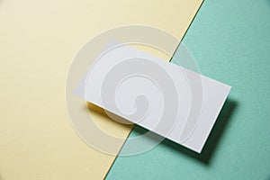 Business cards blank. Mockup on color background