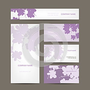 Business cards collection, floral design