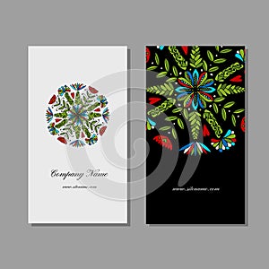 Business cards collection, floral mandala design