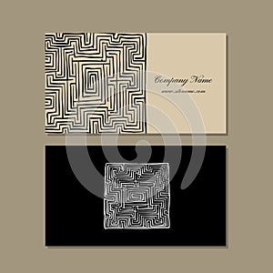 Business cards design, labyrinth square