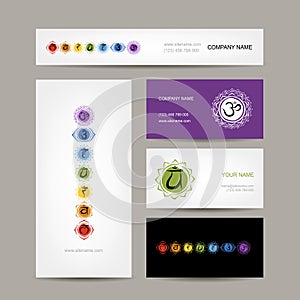 Business cards design, seven main chakras