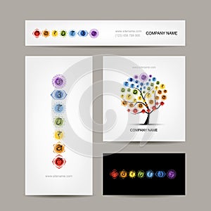 Business cards design, seven main chakras