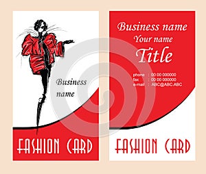 Business cards with fashion woman. Vector illustration