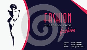 Business cards with fashion woman. Vector illustration