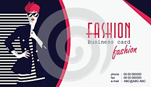 Business cards with fashion woman. Vector illustration