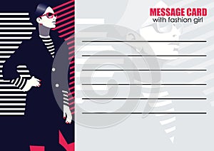 Business cards with fashion woman. Vector illustration