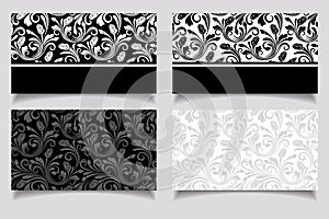 Business cards with floral patterns. Vector EPS-10.