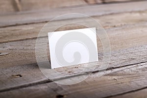 Business cards isolated on old wood background