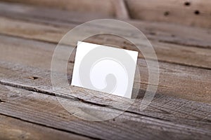 Business cards isolated on old wood background