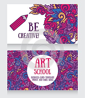 Business cards template for art school