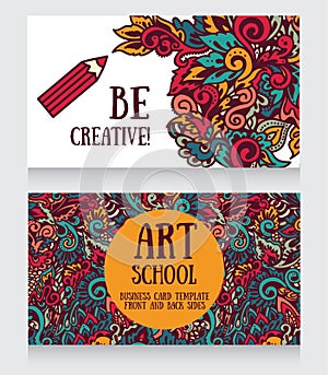 Business cards template for art school