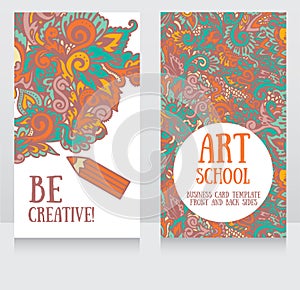 Business cards template for art school