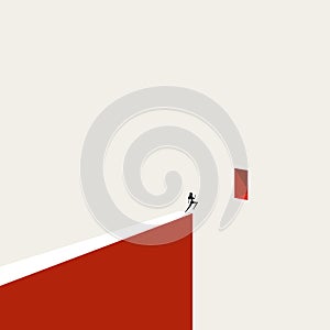 Business career jump or leap. Symbol of challenge, opportunity, development. Minimal illustration.