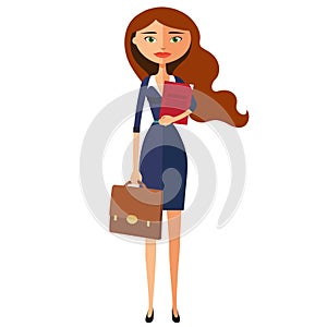 Business carroty lady . Office worker. Woman secretary. Vector f