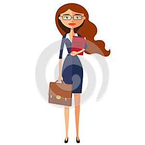 Business carroty woman with glasses. Office worker is ready to w
