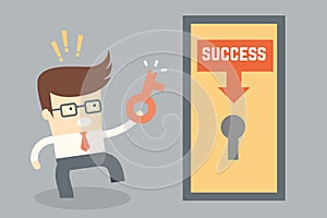 business cartoon character conceptual design for key success failure