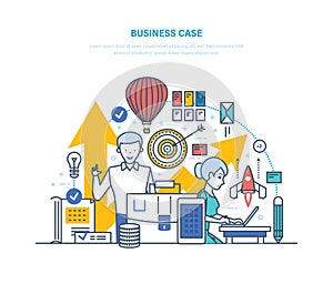 Business case. Direction of tasks, problems company, achievement of goals.