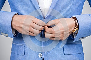 Business casual style of man, closeup. Male menswear for man in formalwear. Business suit concept. Menswear for man