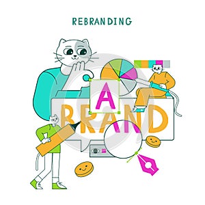 Business Cat. Flat Vector Illustration