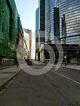 Business center Moscow city in Moscow. Quarter with mirrored skyscrapers