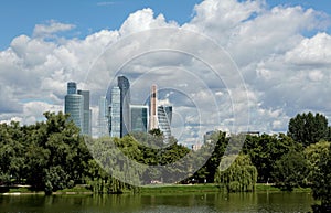 Business center Moscow-City, panorama, view from park.