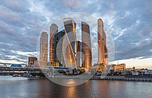 Business Center Moscow City at sunrise.