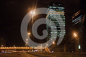 Business center in Moscow. Night time.