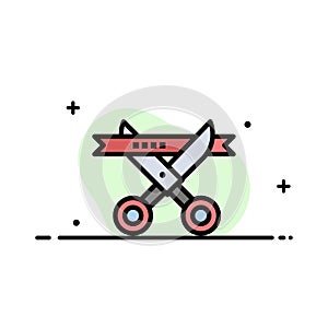 Business, Ceremony, Modern, Opening  Business Flat Line Filled Icon Vector Banner Template