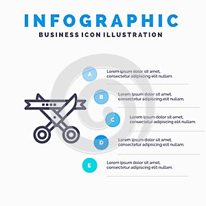 Business, Ceremony, Modern, Opening Line icon with 5 steps presentation infographics Background