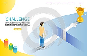 Business challenge landing page website vector template