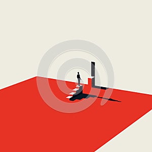 Business challenge and overcoming vector concept in minimalist art style. Symbol of motivation, ambition and success.