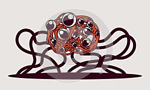 Business challenge vector achievement work progress. Tangle tangled conceptual abstract strategy teamwork people illustration.