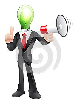 Business character with megaphone
