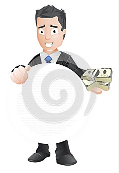 Business character with money