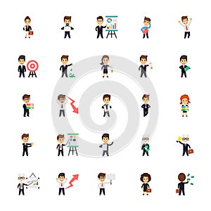 Business Characters Flat Icons Collection