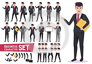 Business characters set with professional male office worker