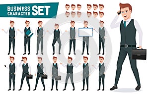 Business characters vector set with businessman wearing office attire photo