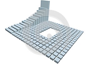 Business chart 3D rows of financial blocks