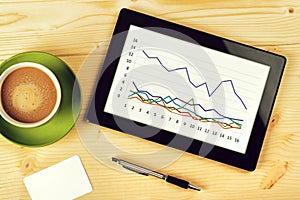 Business Chart Analysis on Tablet Computer
